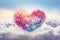A colorful aesthetic heart floating in the sky made of clouds