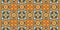 Colorful African fabric – Seamless design – Orange and turquoise blue colors, geometric pattern