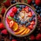 Colorful Afternoon Smoothie Bowl with Fruit and Granola
