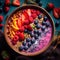 Colorful Afternoon Smoothie Bowl with Fruit and Granola