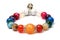 Colorful of agate, jasper bracelet decorate with silver crown pendant