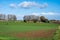 Colorful agriculture fields and hills at the Flemish countryside around Asse, Belgium