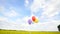 Colorful air balloons over blue sky background