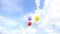 Colorful air balloons over blue sky background