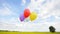 Colorful air balloons over blue sky background