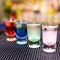 Colorful alcohol cocktails