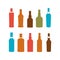 Colorful alcoholic drinks silhoutte vector illustration set