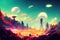 Colorful Alien World, outer space martian planet