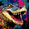 Colorful Alligator Head Painting In Aggressive Pop Art Style