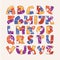 Colorful alphabet set with hand drawn letters sequence from A to Z on beige background. Vector collection hand written in bright c