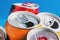 Colorful Aluminum can, recycled doses