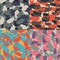 Colorful America urban camouflage. Set of USA shape camo seamless pattern. Vector fabric textile. Military print design