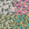 Colorful America urban camouflage. Set of USA shape camo seamless pattern. Vector fabric textile. Military print design