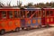 Colorful amusement train outdoors