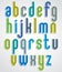 Colorful animated font, rounded lowercase letters with white out