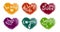 Colorful Animated Hearts Set With Valentines Lettering