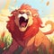 Colorful Animated Lion: A Whimsical Graphic Novel Inspired Illustration