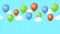 Colorful animation of cartoon air balloons with clouds.