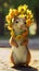 Colorful Animation: Small Squirrel with Flower Crown.