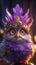 Colorful Animation Stills: Small Owl with Purple and Yellow Feathery Crown.