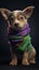 Colorful Animation Stills: Small Puppy Wearing Green and Purple Bandana.