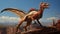 Colorful Animation Stills Of Utahraptor With Scorpion Tail On Cliff