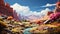 Colorful Animation Of A Whimsical Desert Landscape