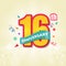 Colorful Anniversary Emblem 16th Anniversary Template Design Vector