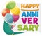 Colorful Anniversary Poster with Double Bubble Balloons Decoration, Vector Illustration