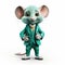 Colorful Anthropomorphic Mouse In Turquoise Suit - Detailed Character Expressions