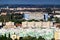 Colorful apartment blocks in Obuda, Budapest, with Danube Arena