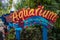 Colorful Aquarium sign at Seaworld in International Drive