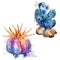 Colorful aquatic underwater nature coral reef. Isolated illustration element.