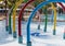 Colorful arch fountain decorating in the pool