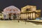 Colorful arches, installations. Christmas and New Year decoration on Theatre Square in Moscow. Russia