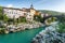 Colorful Architecture of Kanal Ob Soci Town in Slovenia at River Soca