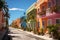 Colorful architecture sunny day, Key West, and Barbadoss tropical charm