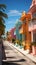 Colorful architecture sunny day, Key West, and Barbadoss tropical charm