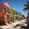 Colorful architecture sunny day, Key West, and Barbadoss tropical charm