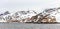 Colorful arctic village houses at the rocky fjord  in the middle of nowhere, Kangamiut