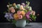 colorful arrangement of pastel flowers in sleek and modern vase