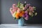 colorful arrangement of pastel flowers in sleek and modern vase