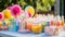 A colorful array of party favors and decorations for a birthday bash