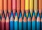 Colorful array of sharpened pencils lined up