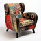 Colorful Art Deco Futurism Chair With Chicano-inspired Illustrations