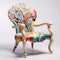 Colorful Art Nouveau Chair: Ceramic Street Art Inspired Design