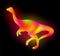 Colorful art with shiny neon colored dinosaur