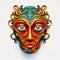 Colorful Artistic Mask On White Background - Sculpture Doodle