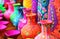 Colorful artistic pots or flower vases in vibrant colors