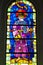 Colorful artwork of Saint James, stained-glass window